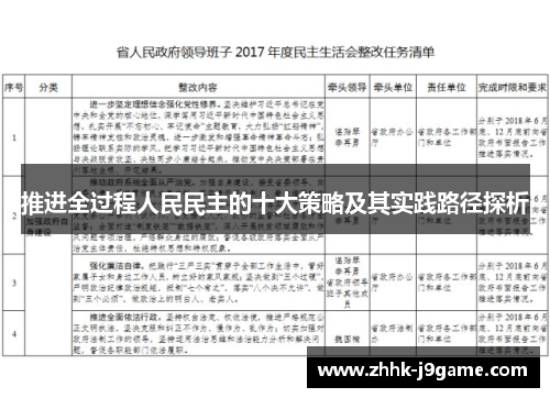 推进全过程人民民主的十大策略及其实践路径探析